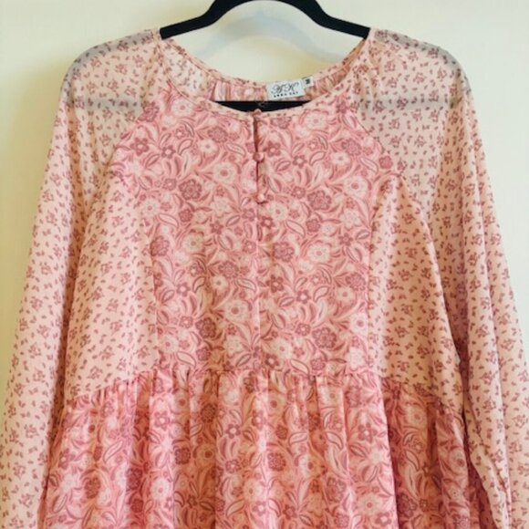ANNA KAY bohemian floral pink dress size M Made in France - Picture 2 of 7